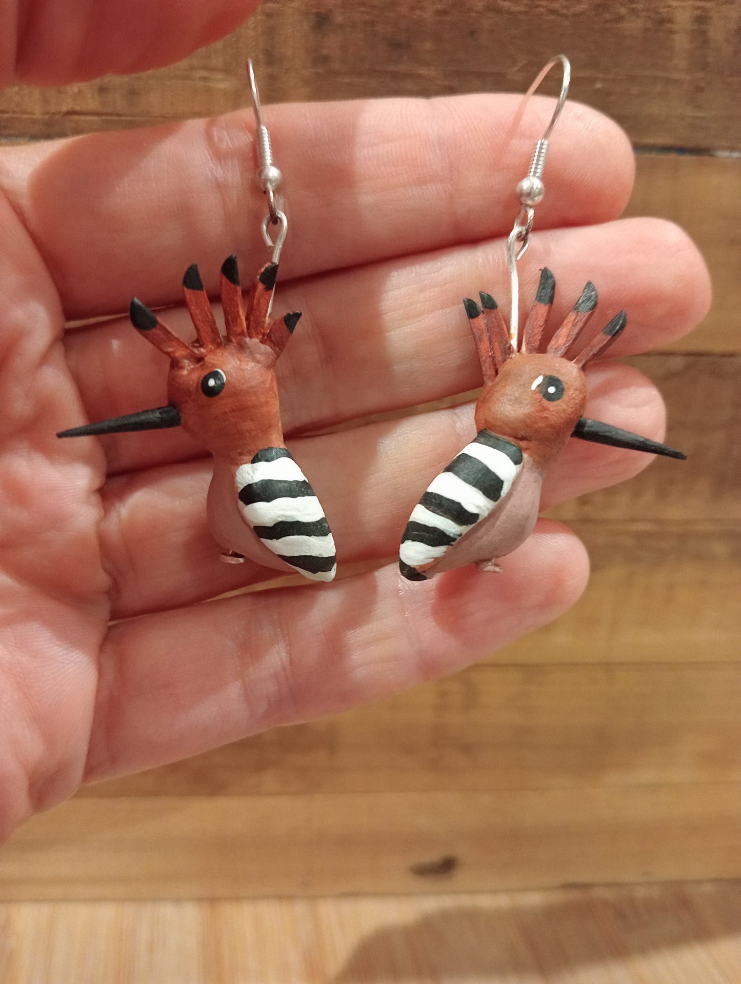 Huppes fasciées -Boucles d'oreilles
