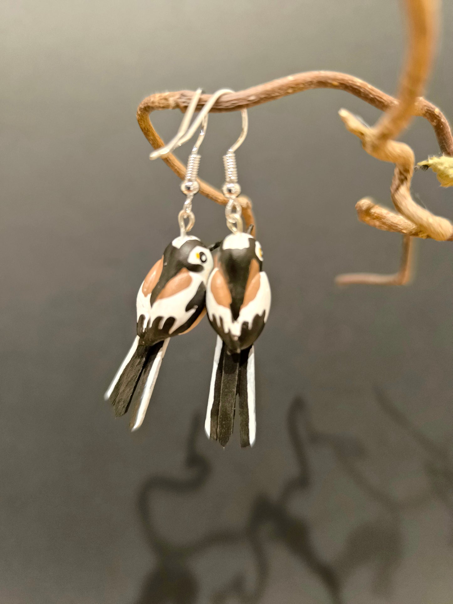 Mésange à longue queue ( Orite) - boucles d'oreilles
