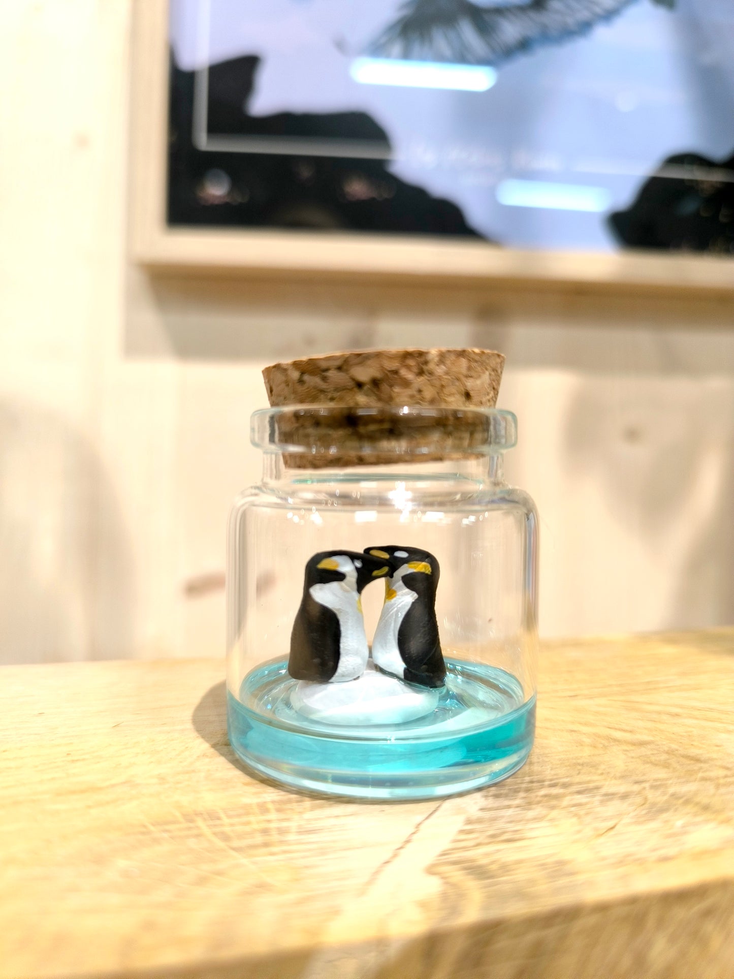 Emperor Penguins in Courtship Display - Miniature in a "Minuscule" Bottle
