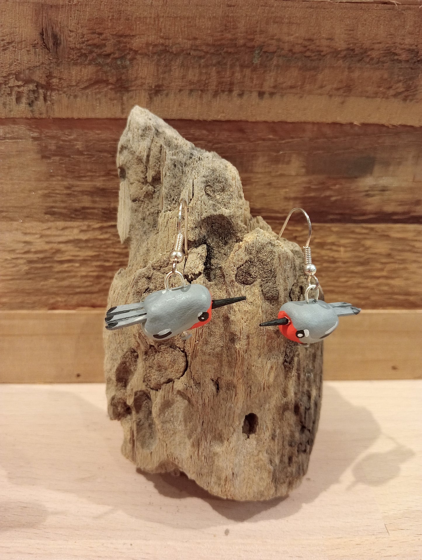 Boucles d'oreilles oiseaux rouge gorge