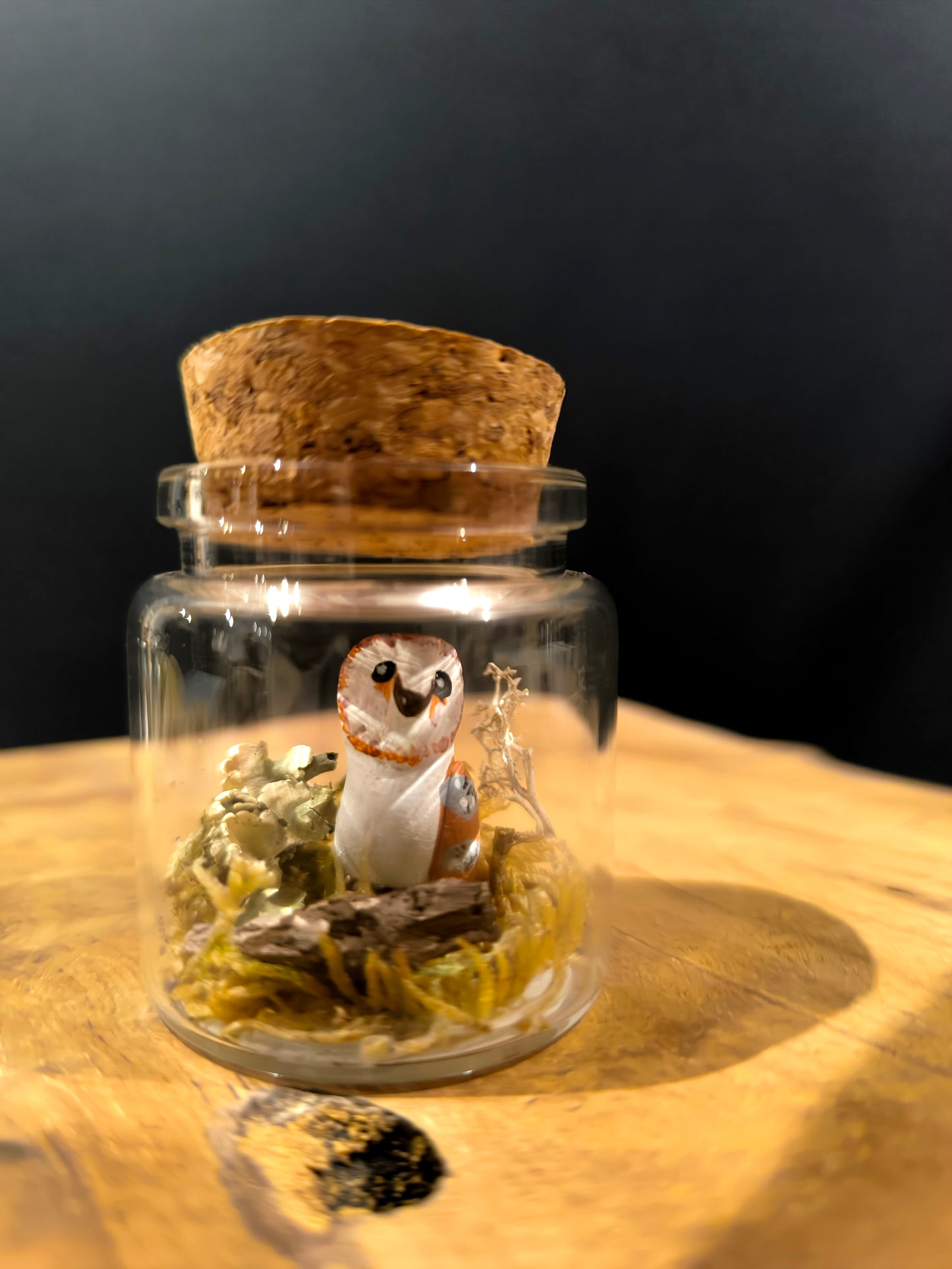 Chouette effraie-Miniature sous flacon "Minuscule"