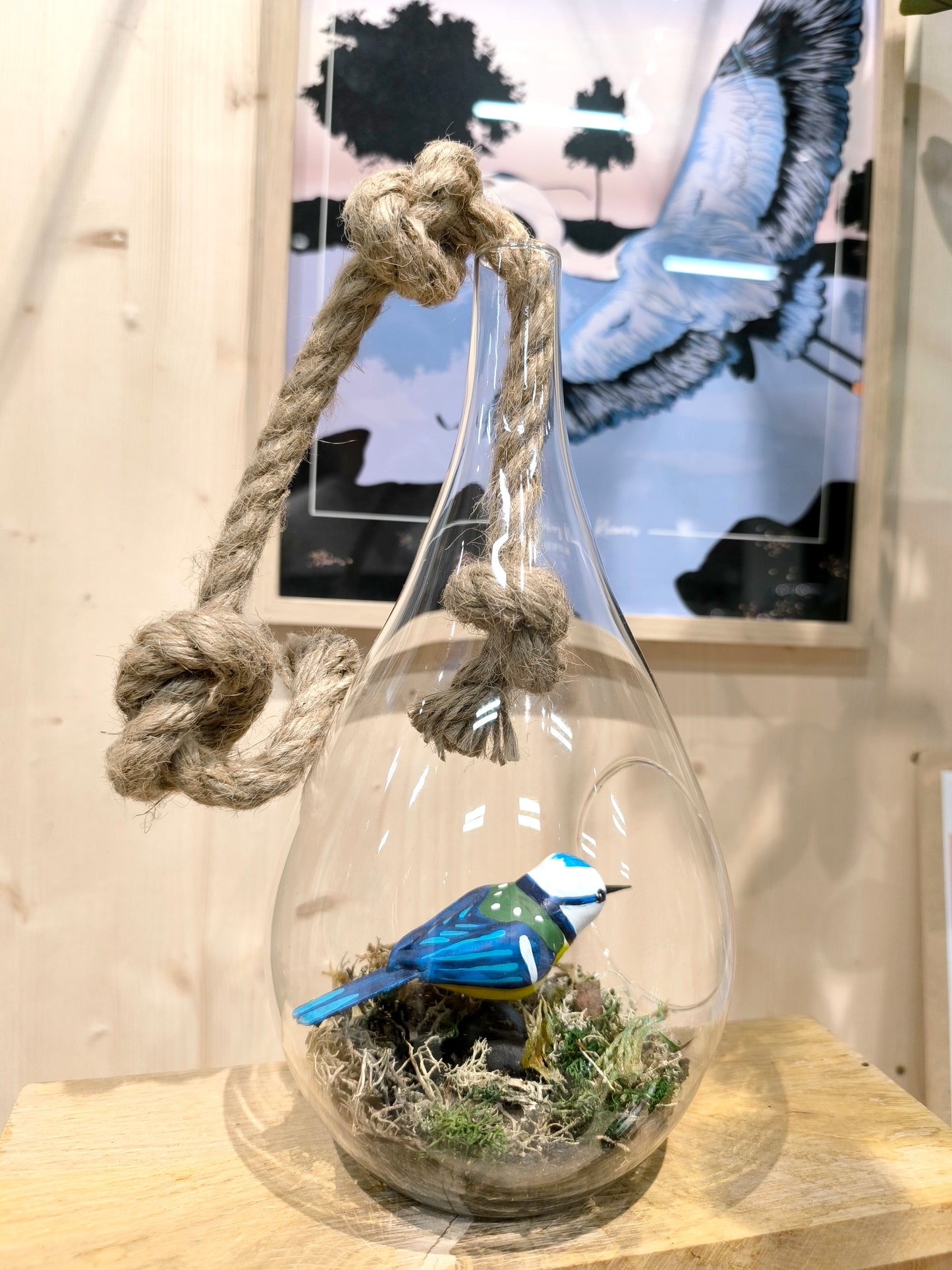 Mésange bleue- Grande suspension "Nichoir"