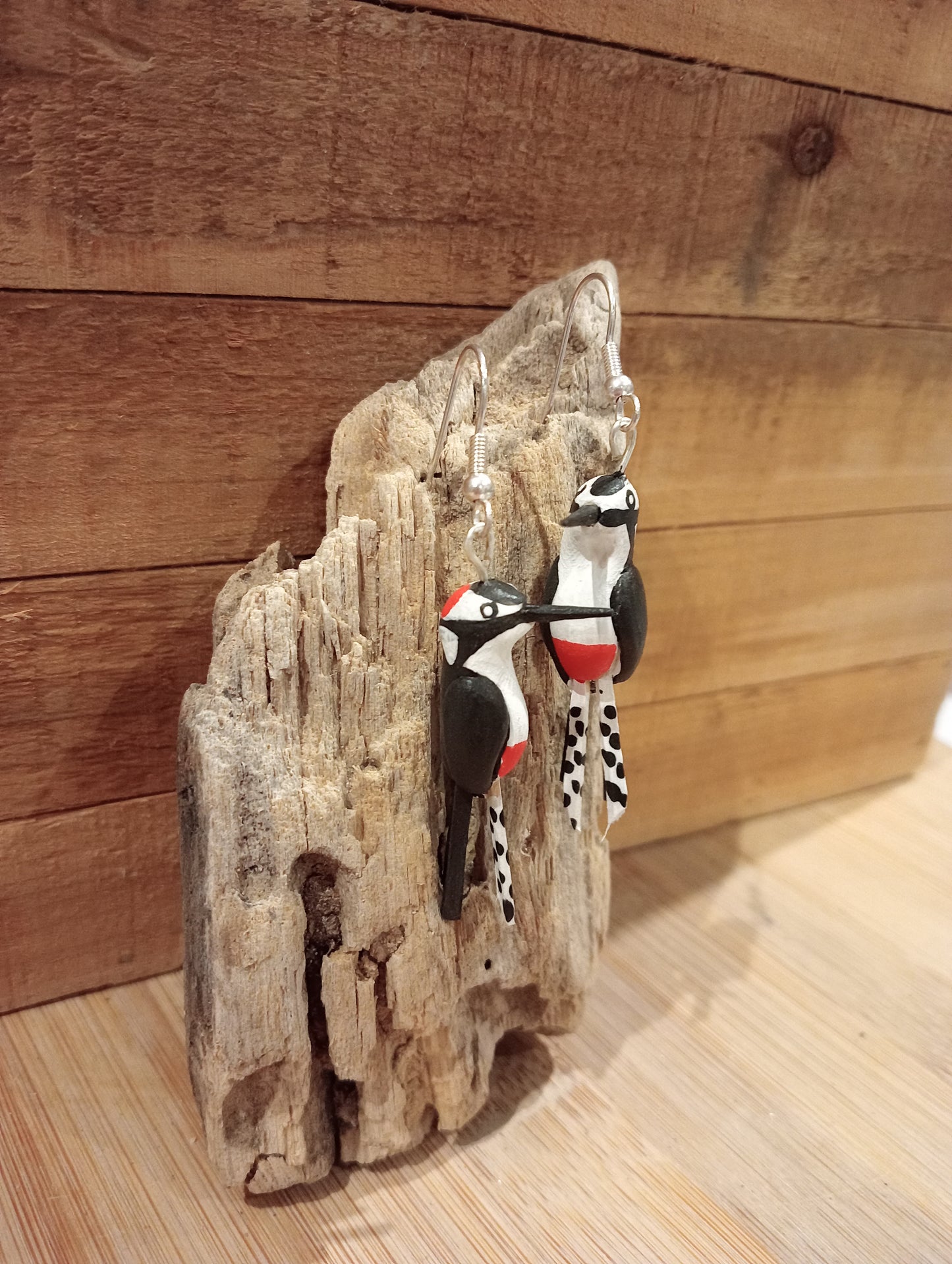 Great Spotted Woodpecker - Earrings