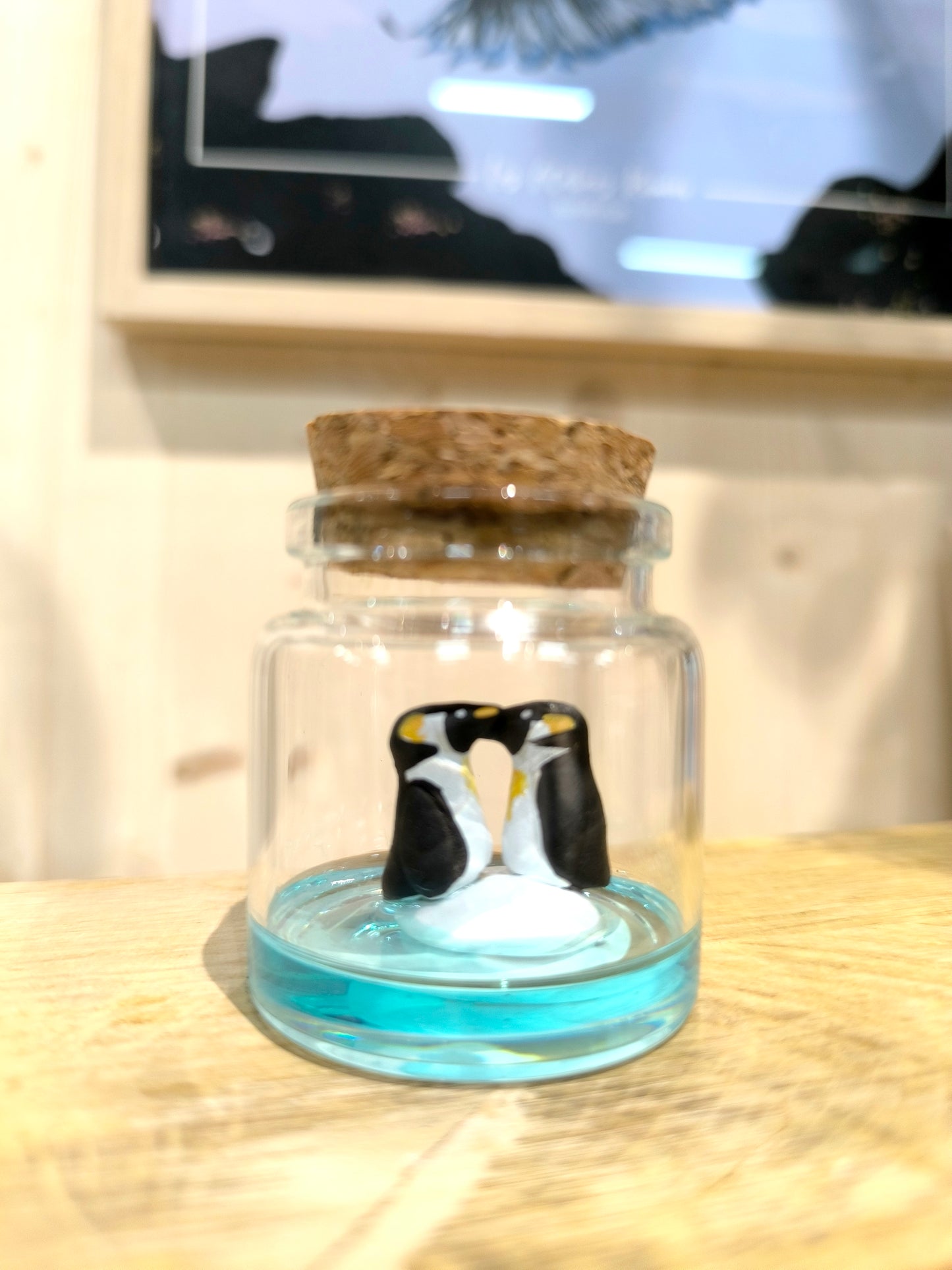 Emperor Penguins in Courtship Display - Miniature in a "Minuscule" Bottle
