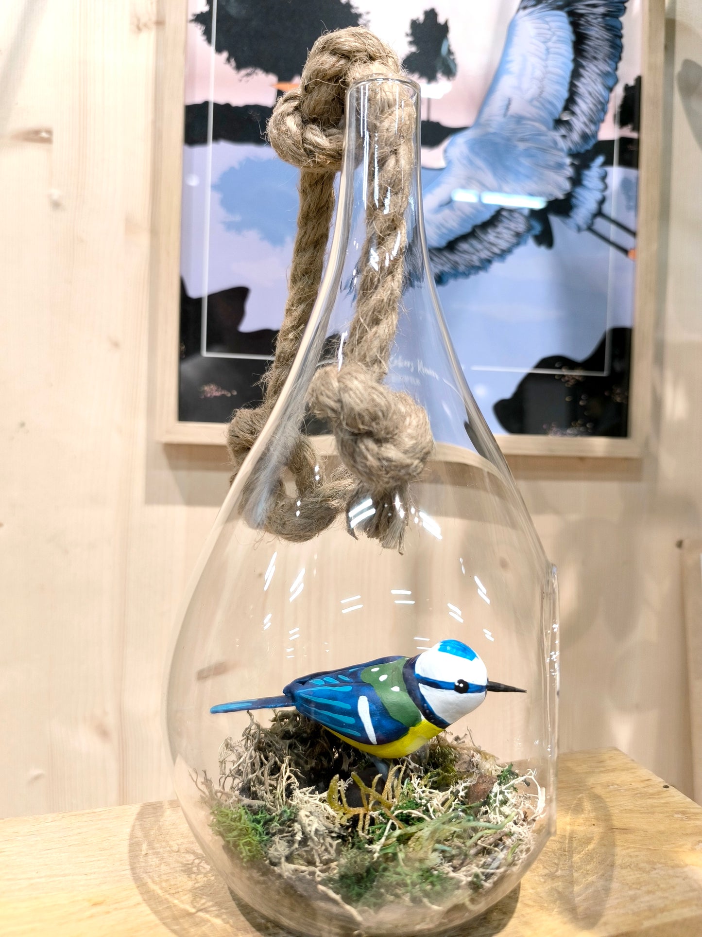Mésange bleue- Grande suspension "Nichoir"