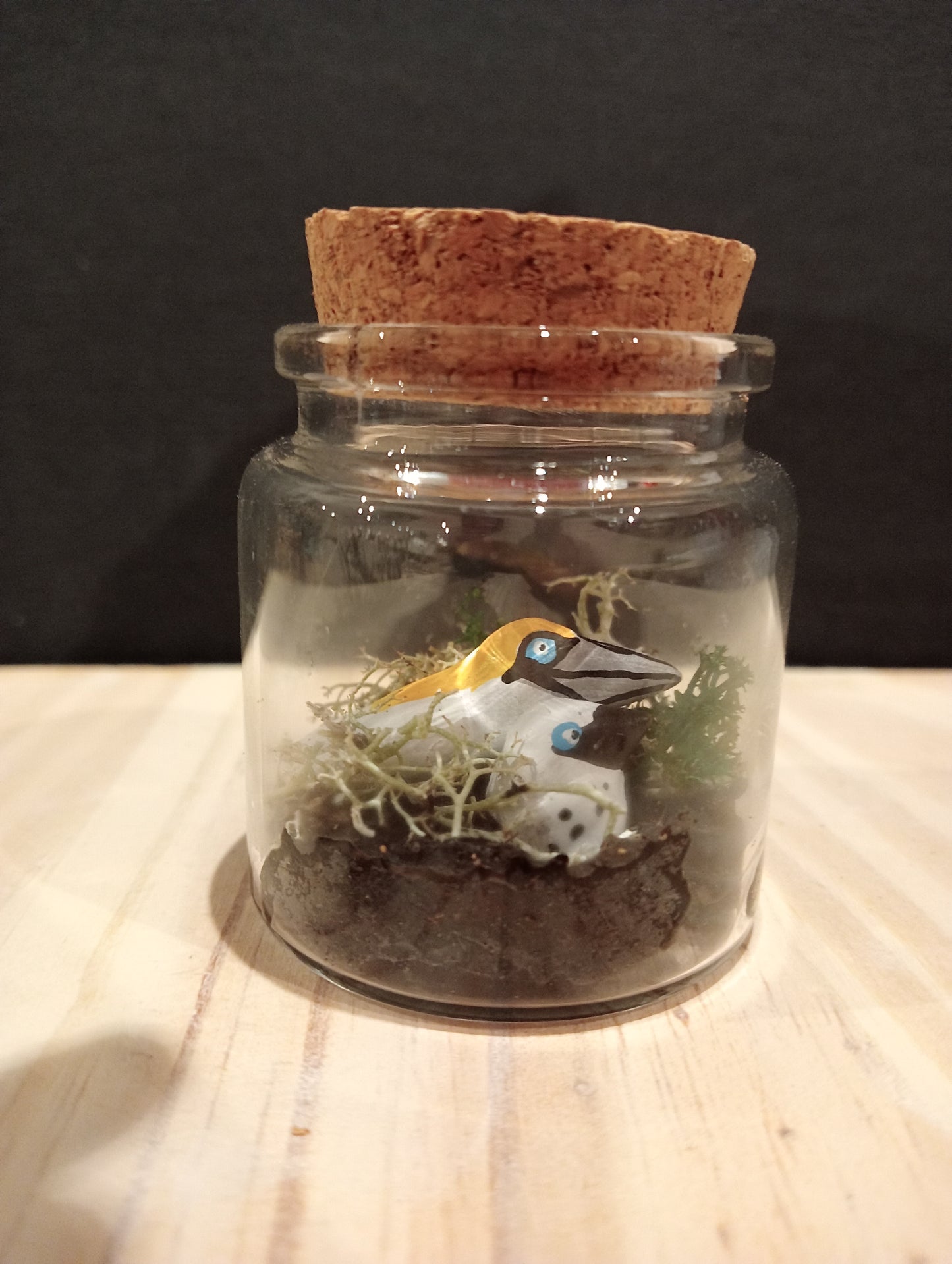Fou de Bassan avec son petit- Miniature sous Flacon "Minuscule"