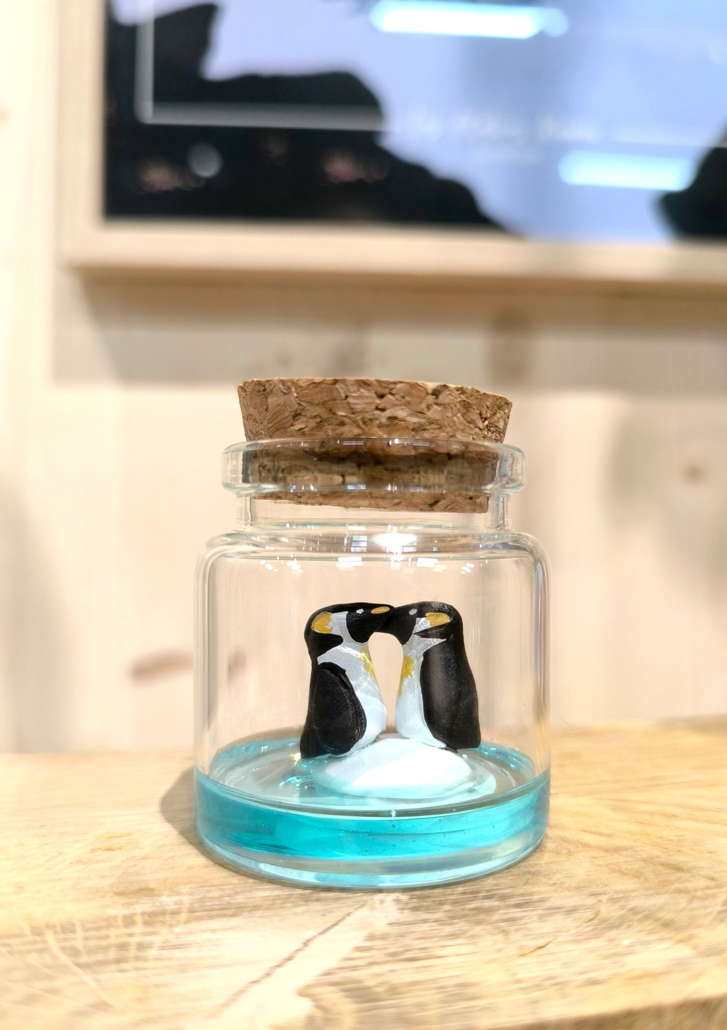 Emperor Penguins in Courtship Display - Miniature in a "Minuscule" Bottle