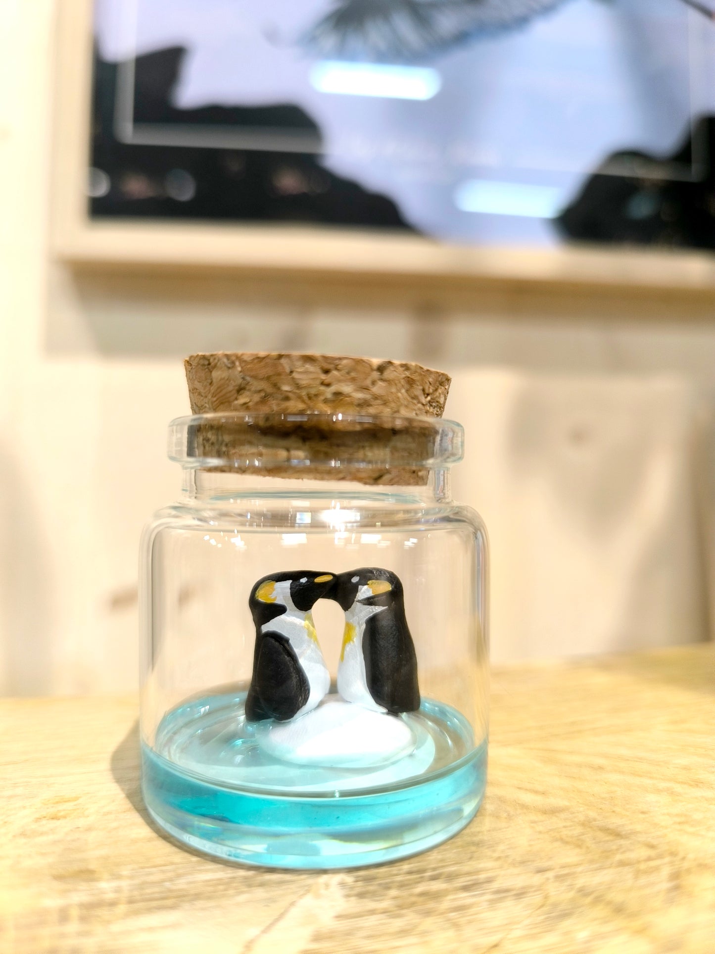 Emperor Penguins in Courtship Display - Miniature in a "Minuscule" Bottle