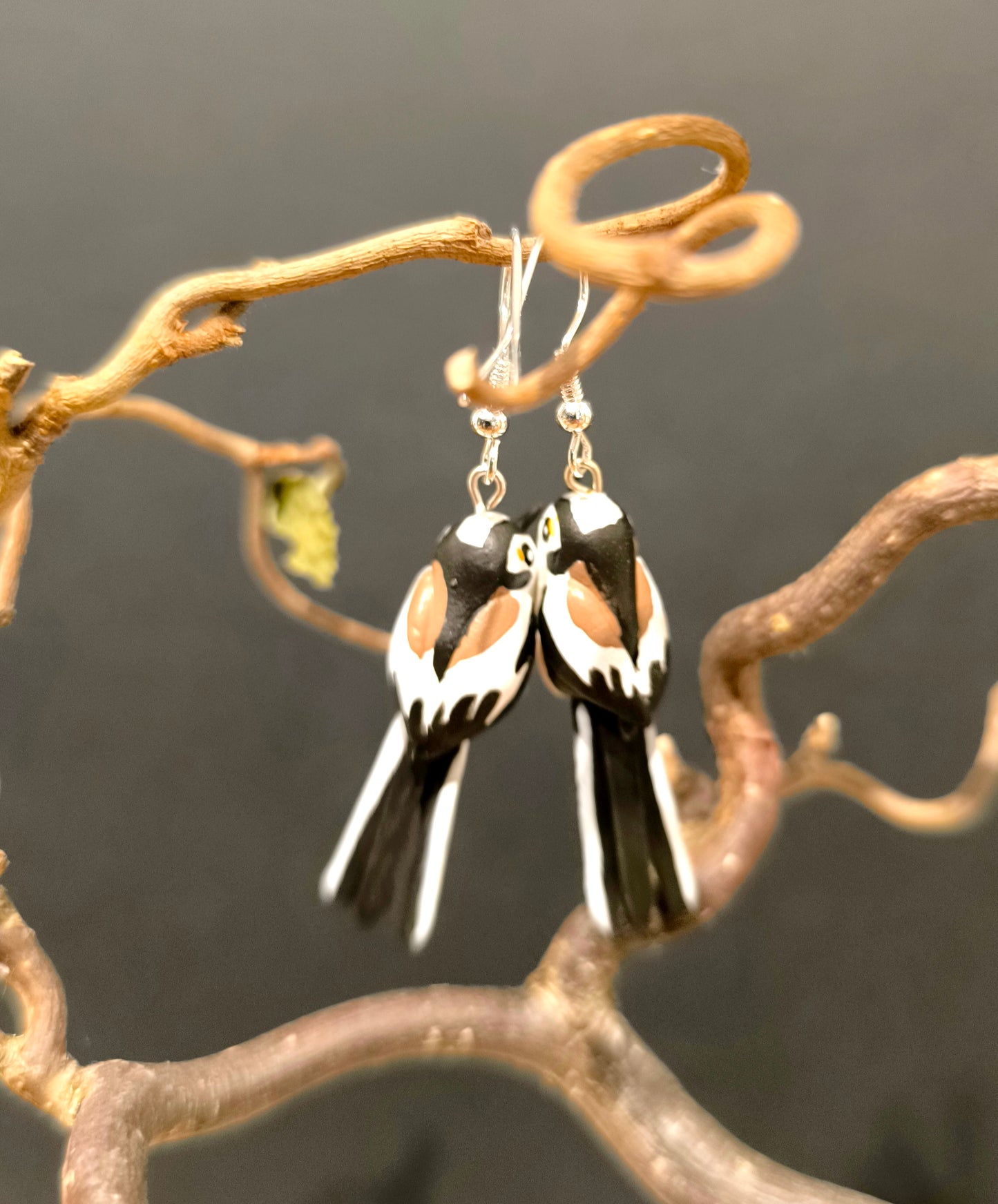Mésange à longue queue ( Orite) - boucles d'oreilles