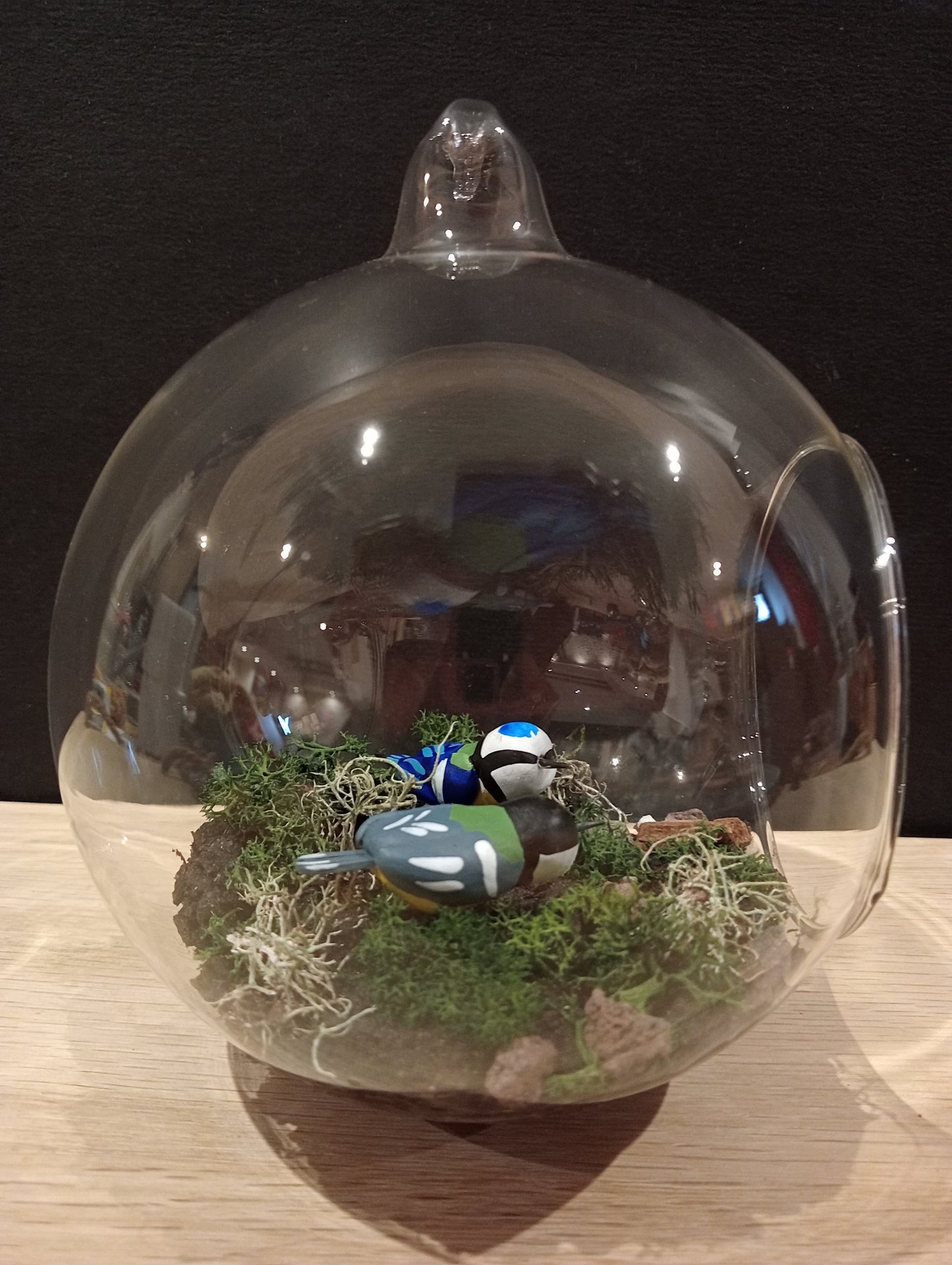MESANGE BLEUE ET MESANGE CHARBONNIERE - Suspension "Grande bulle de rêve"
