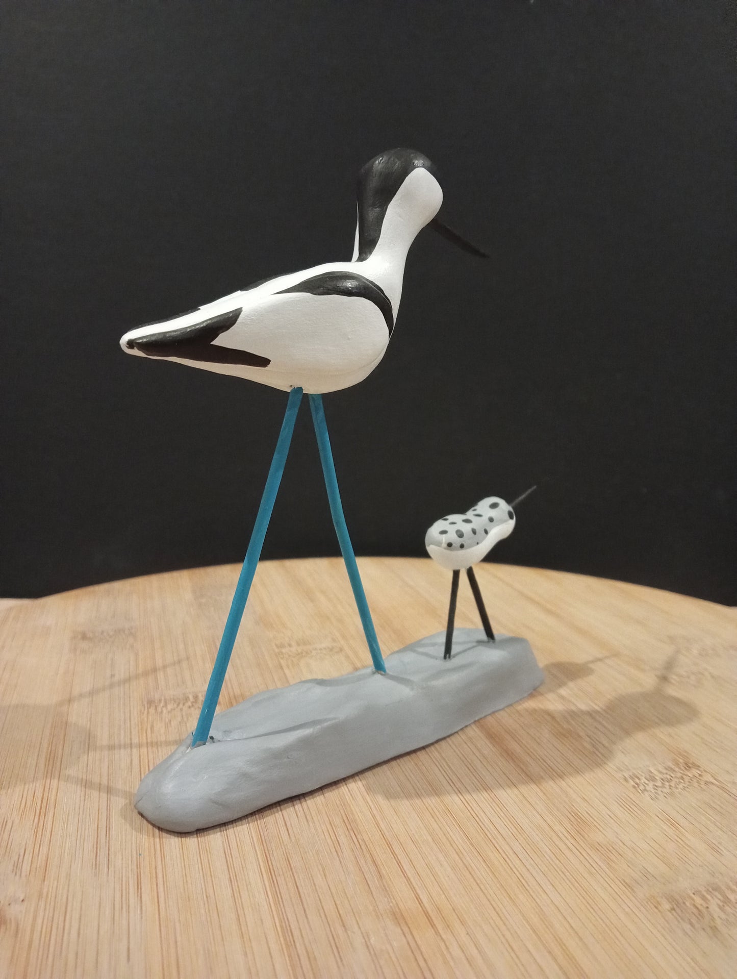Figurine avocette élégante et son petit