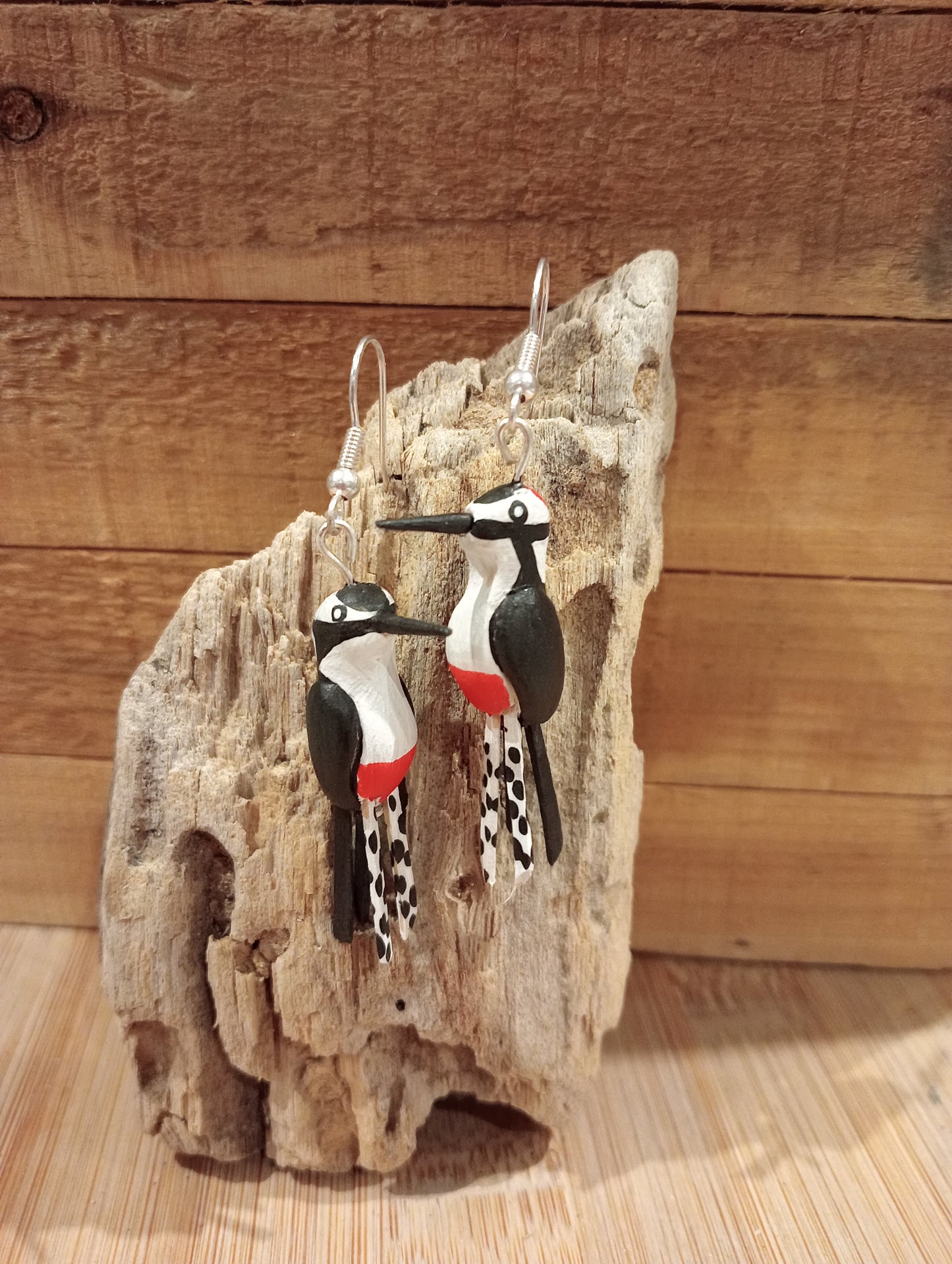 Great Spotted Woodpecker - Earrings