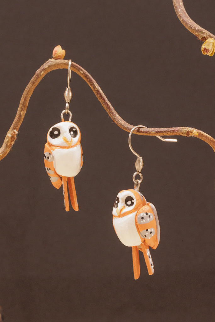 CHOUETTE EFFRAIE- Boucles d'oreilles oiseaux