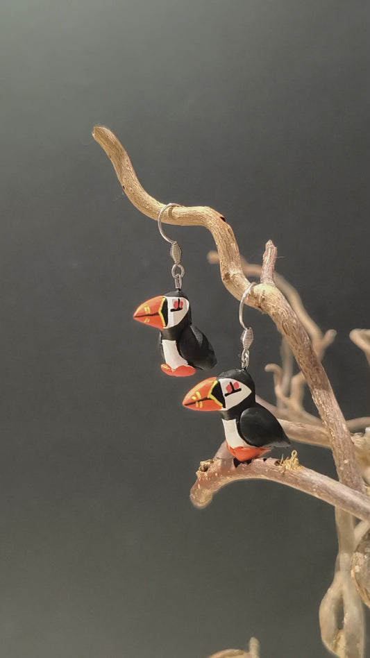 MACAREUX MOINES - Boucles d'oreilles oiseaux