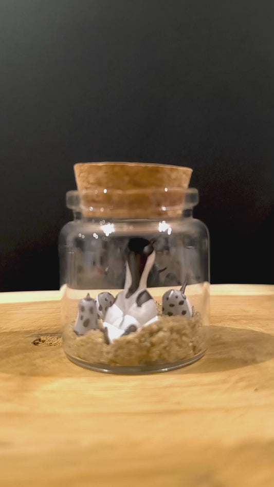 Avocette élégante et ses petits-Miniature sous flacon "Minuscule"