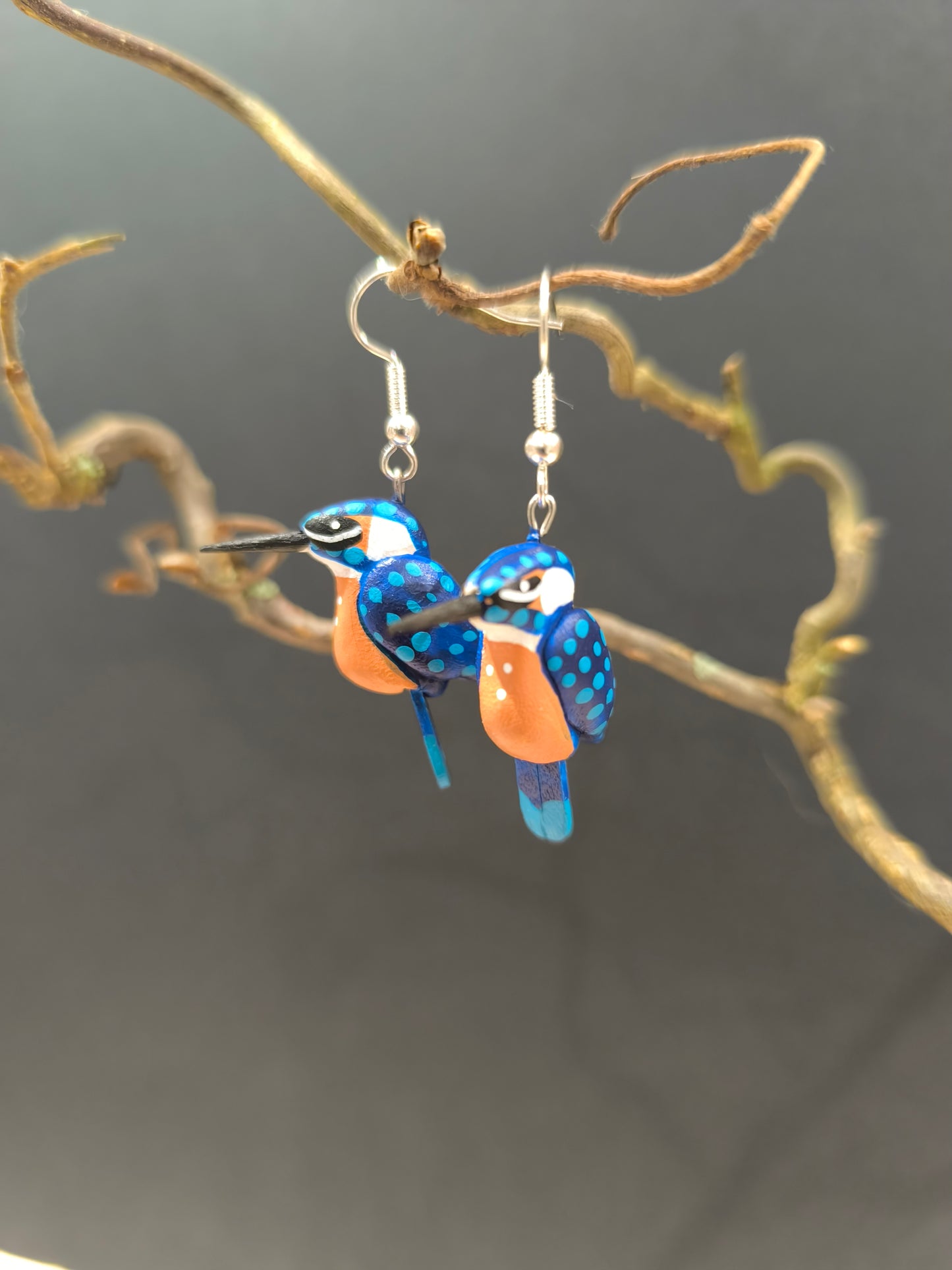 Boucles d'oreilles oiseau Martin pécheur fait main