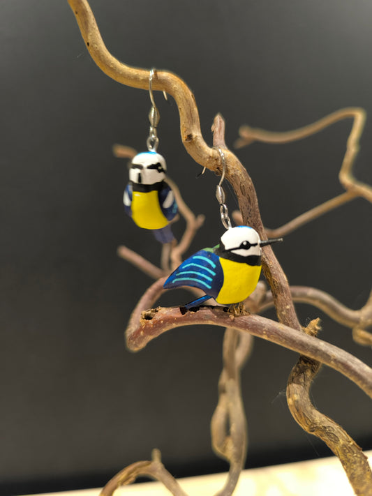 MESANGES BLEUES asymétriques- Boucles d'oreilles