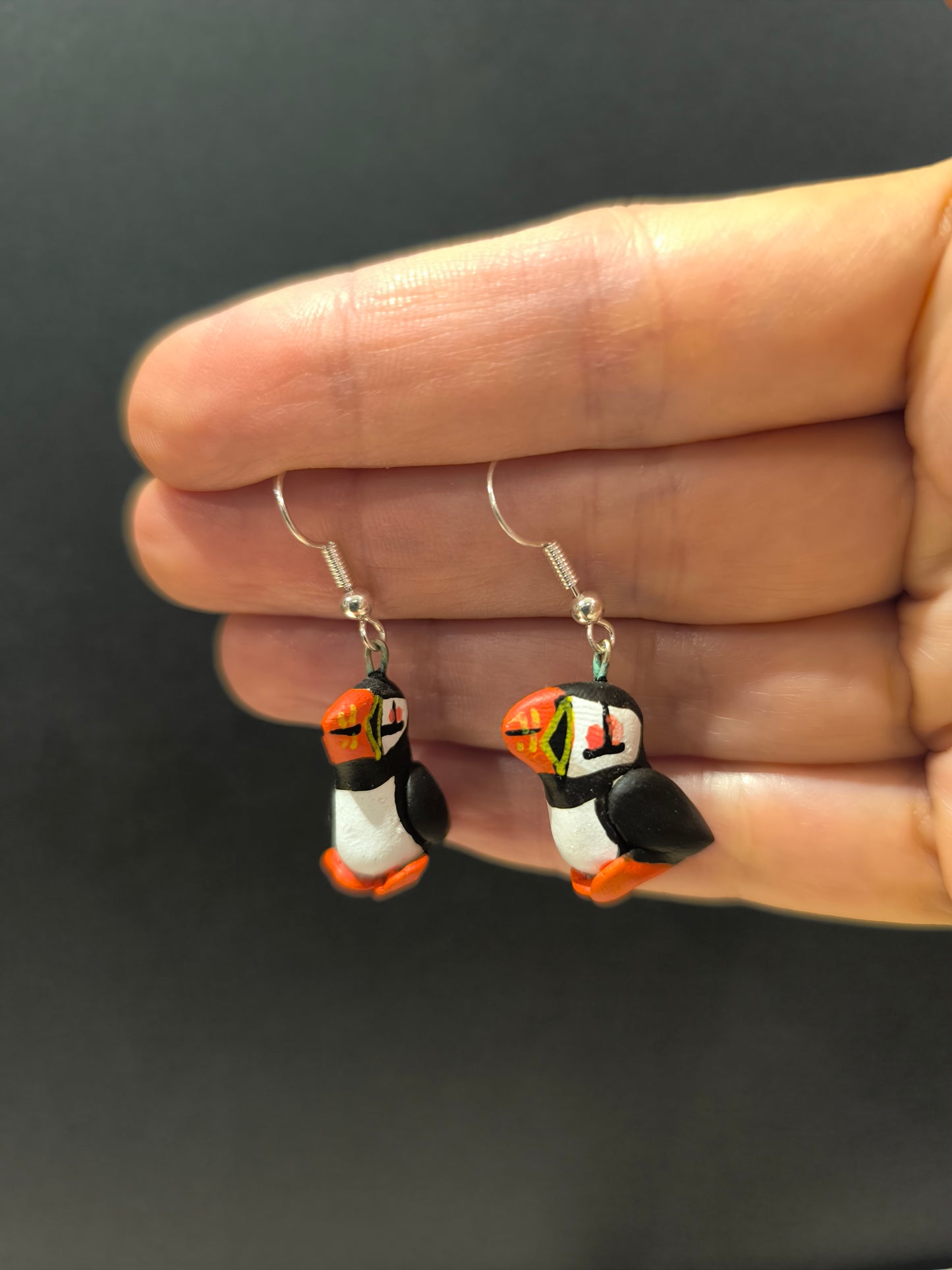 Boucles d'oreilles oiseau Macareux moine fait main