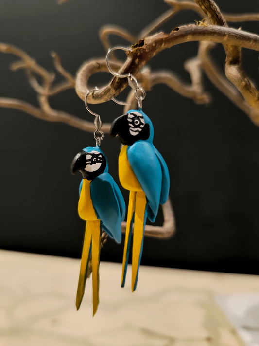 Ara bleu - boucles d'oreilles oiseaux