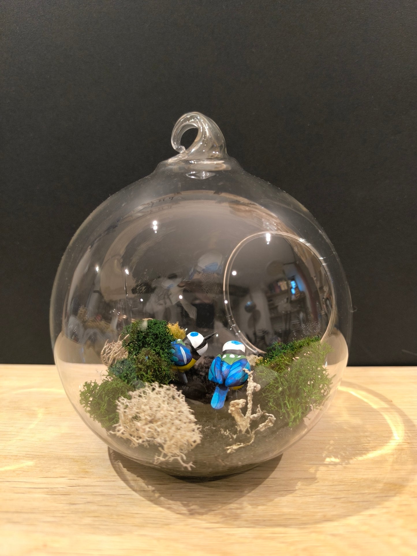 Couple Mésanges bleues- Suspensions "Grande Bulle de Rêve"