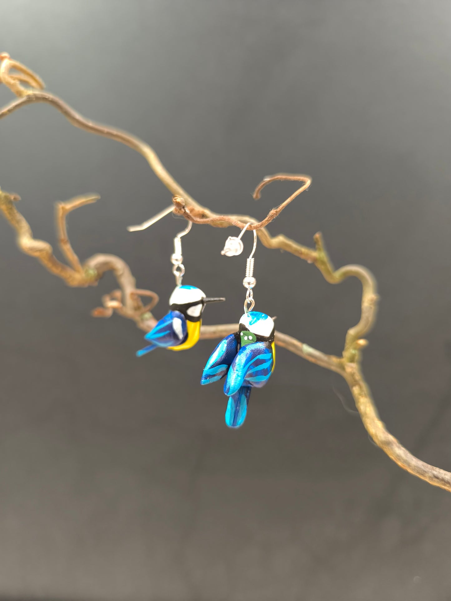 MESANGES BLEUES asymétriques- Boucles d'oreilles