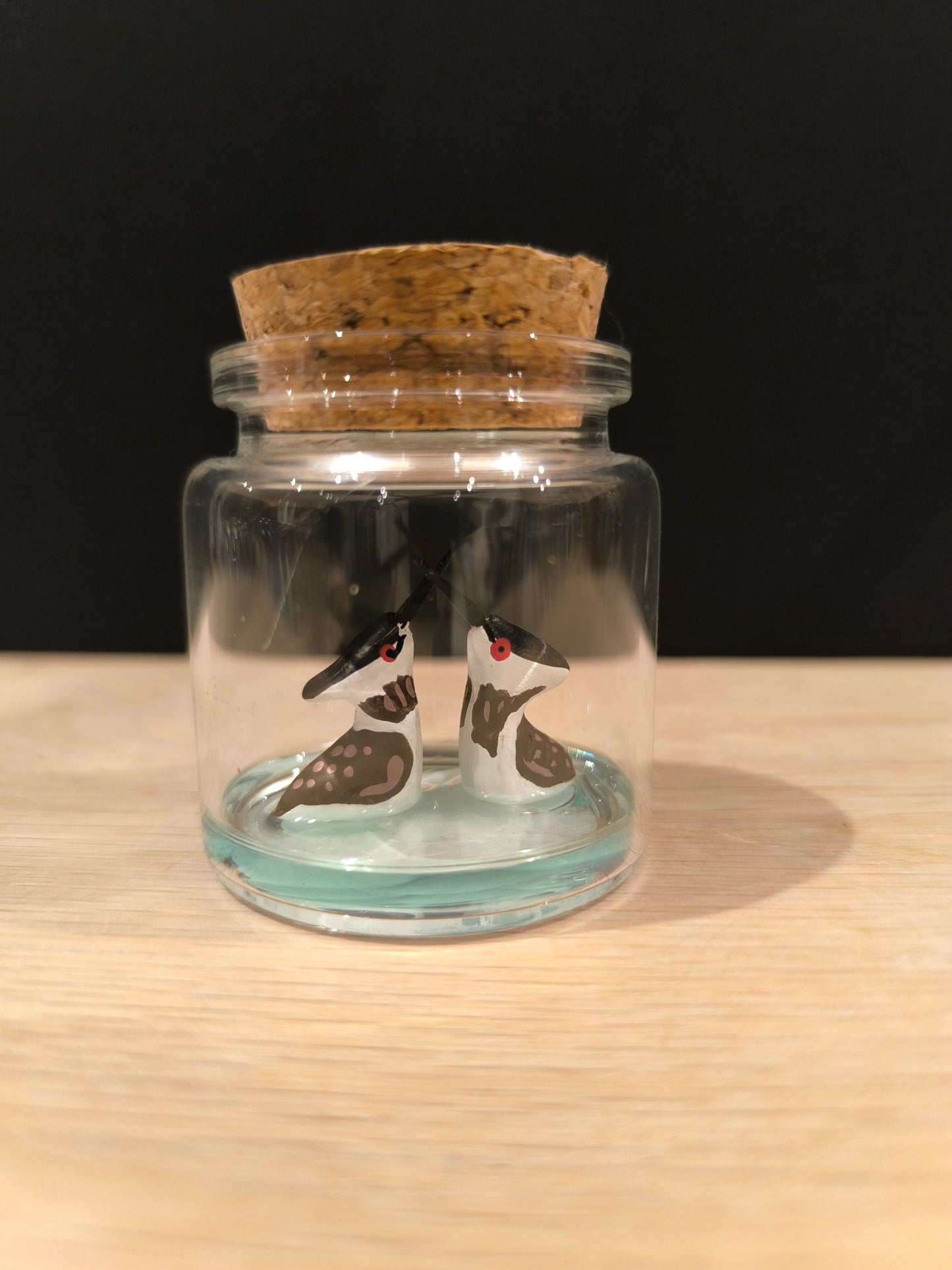 Great Crested Grebes in Courtship Display - Miniature in a "Minuscule" Bottle