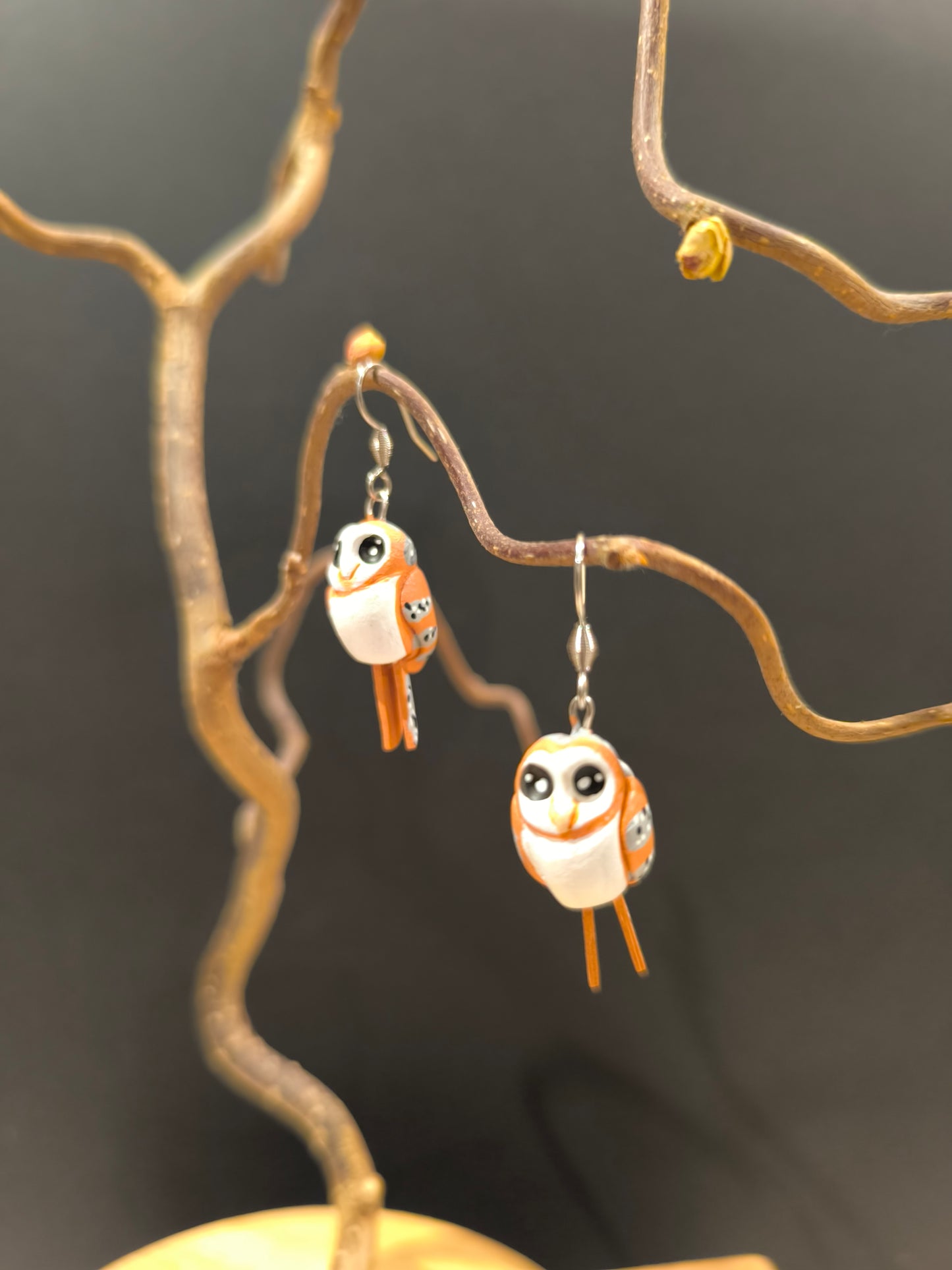 CHOUETTE EFFRAIE- Boucles d'oreilles oiseaux