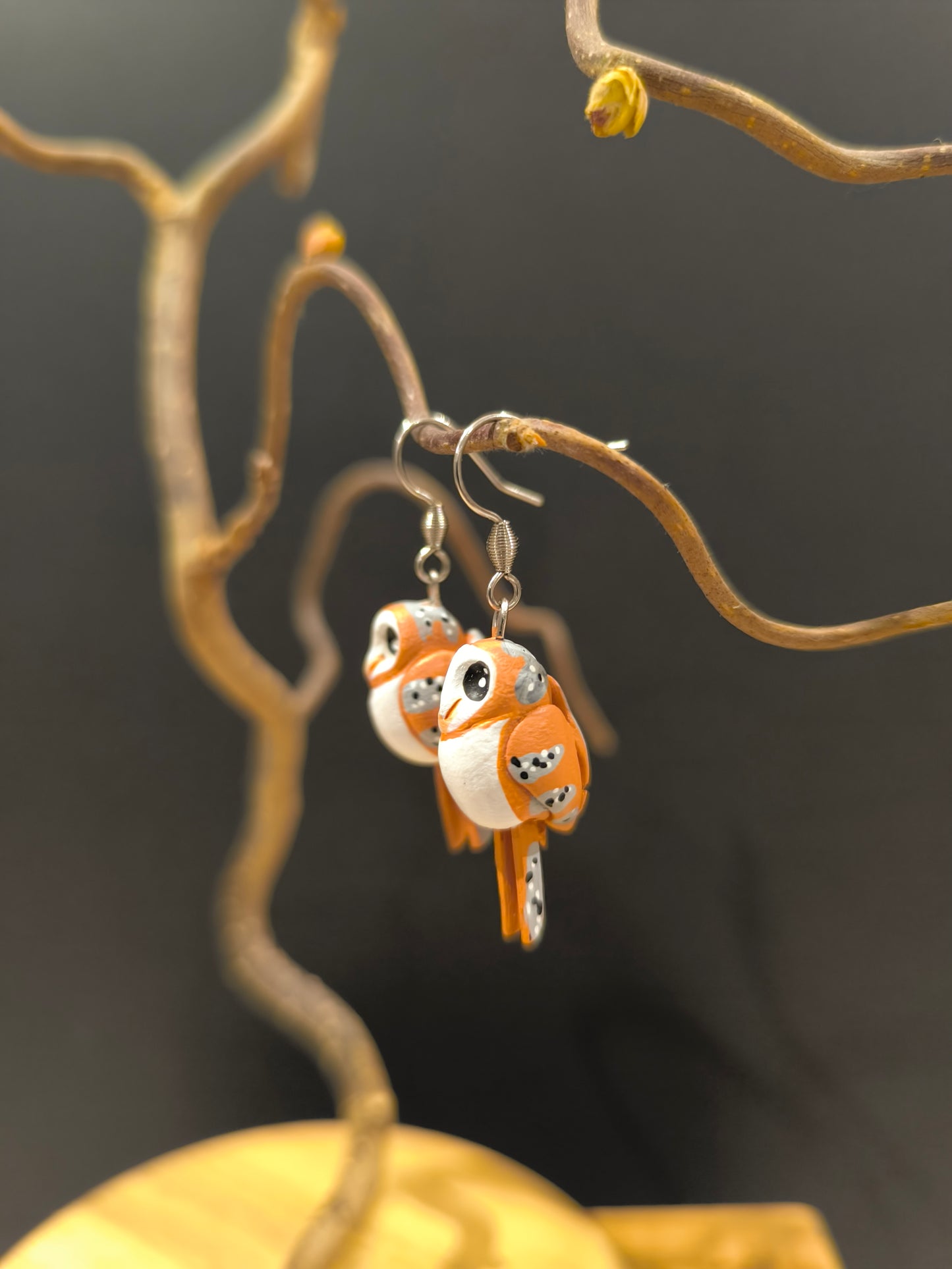 CHOUETTE EFFRAIE- Boucles d'oreilles oiseaux