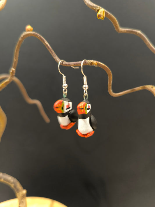Boucles d'oreilles oiseau Macareux moine fait main