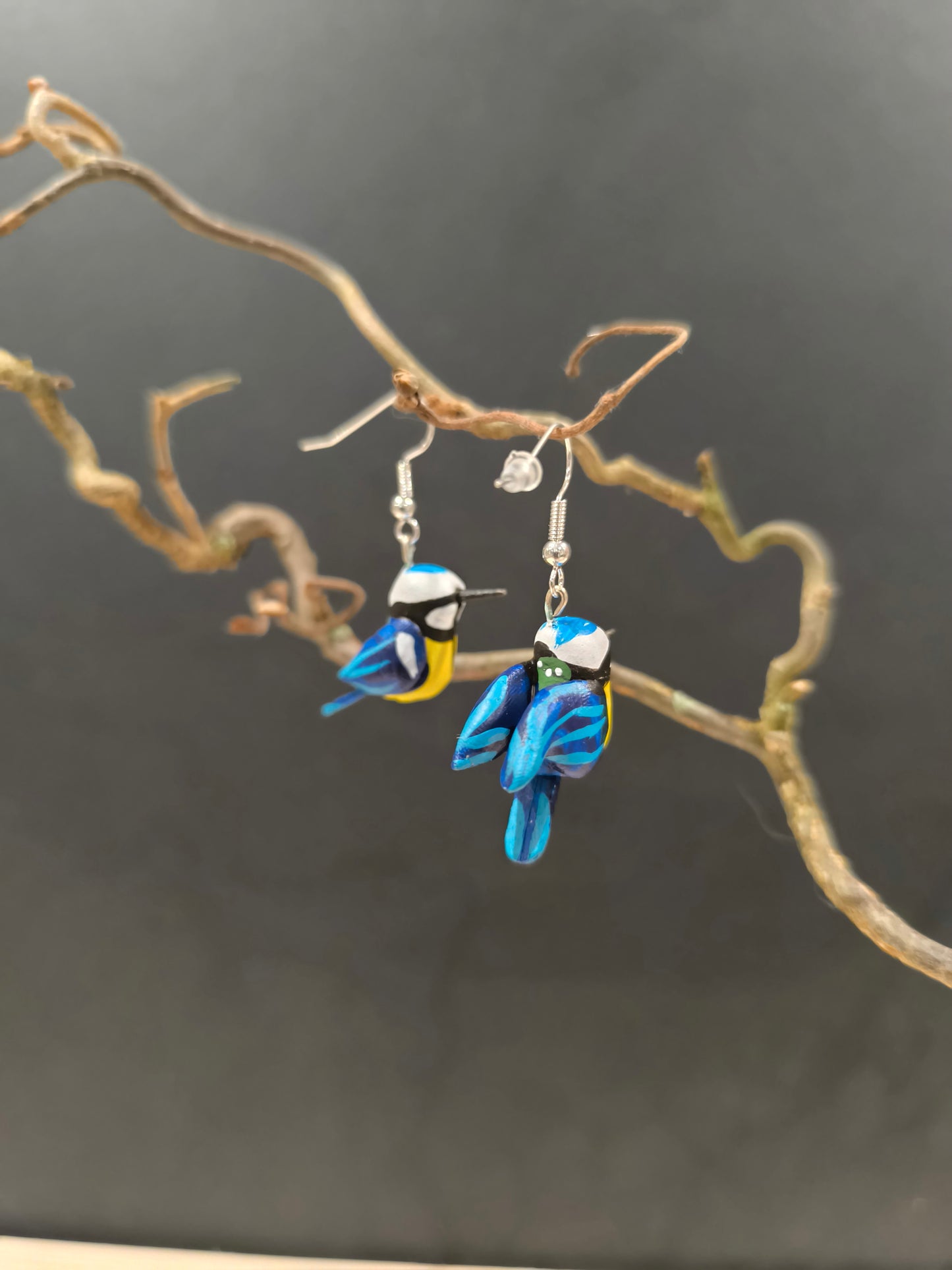 MESANGES BLEUES asymétriques- Boucles d'oreilles