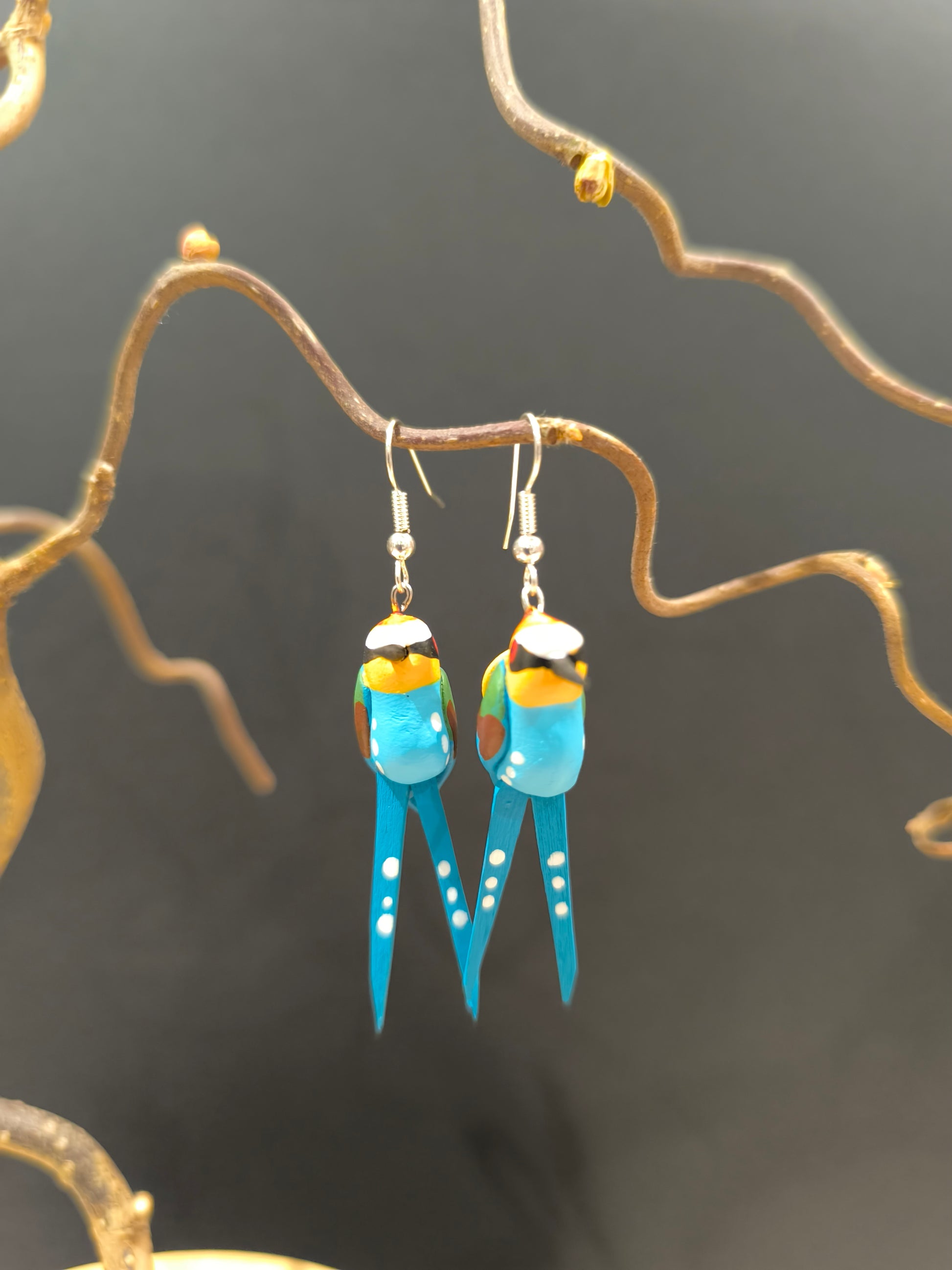 Boucles d'oreilles oiseau fait main Guêpiers d'europe