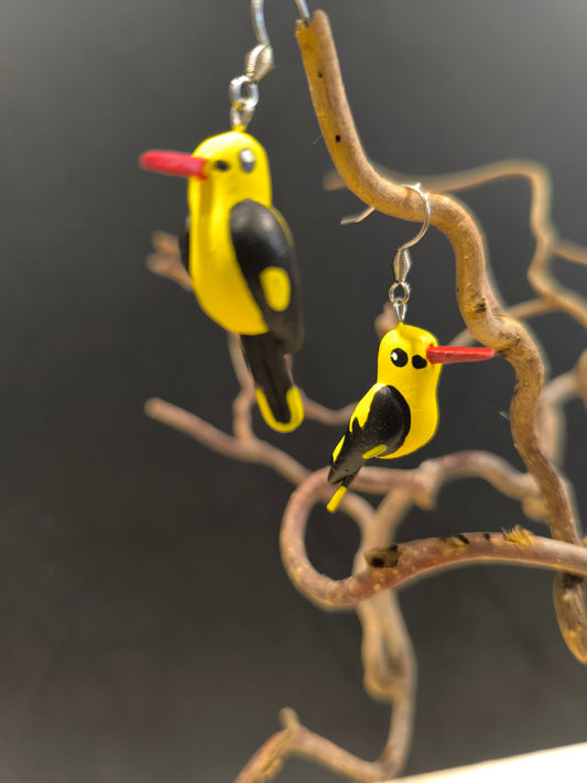Loriot d'Europe- boucles d'oreilles oiseaux