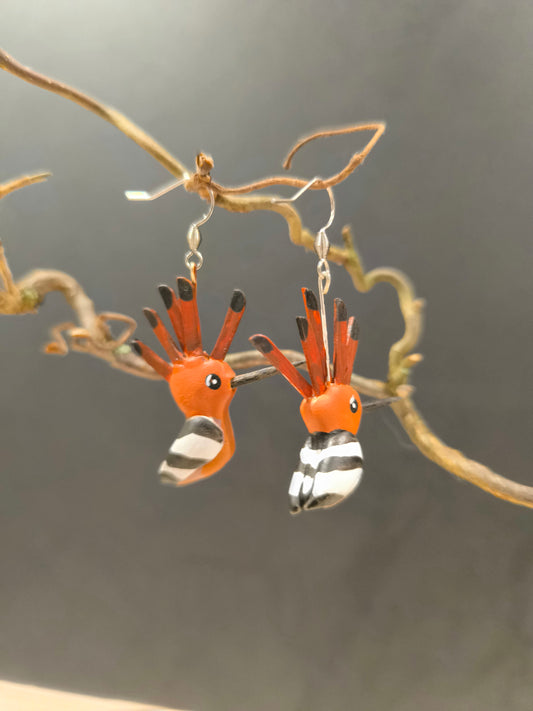 Boucles d'oreilles oiseau Huppes fasciées