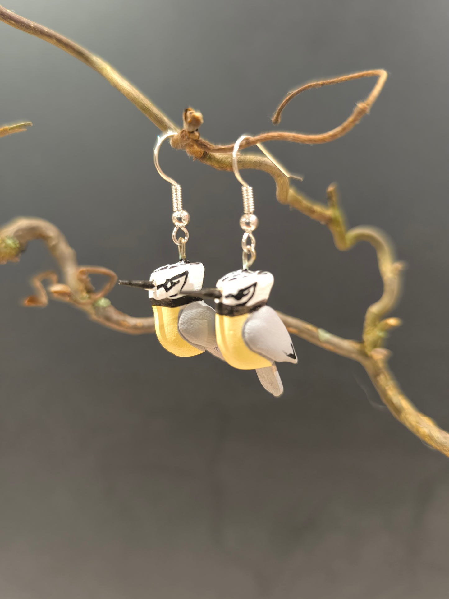 Boucles d'oreilles oiseaux Mésanges huppées fait main