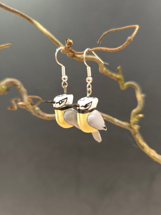 Boucles d'oreilles oiseaux Mésanges huppées fait main