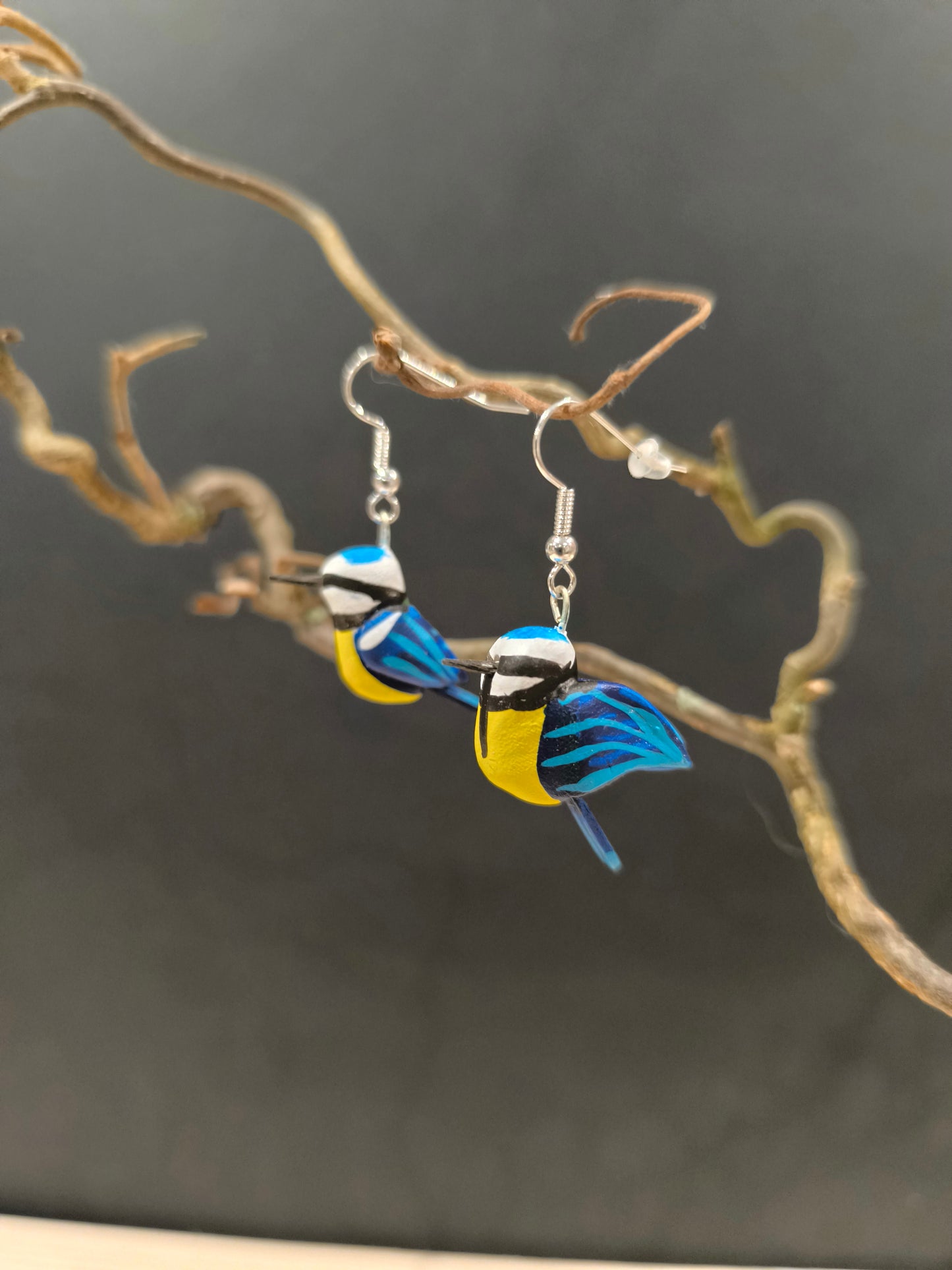 MESANGES BLEUES asymétriques- Boucles d'oreilles