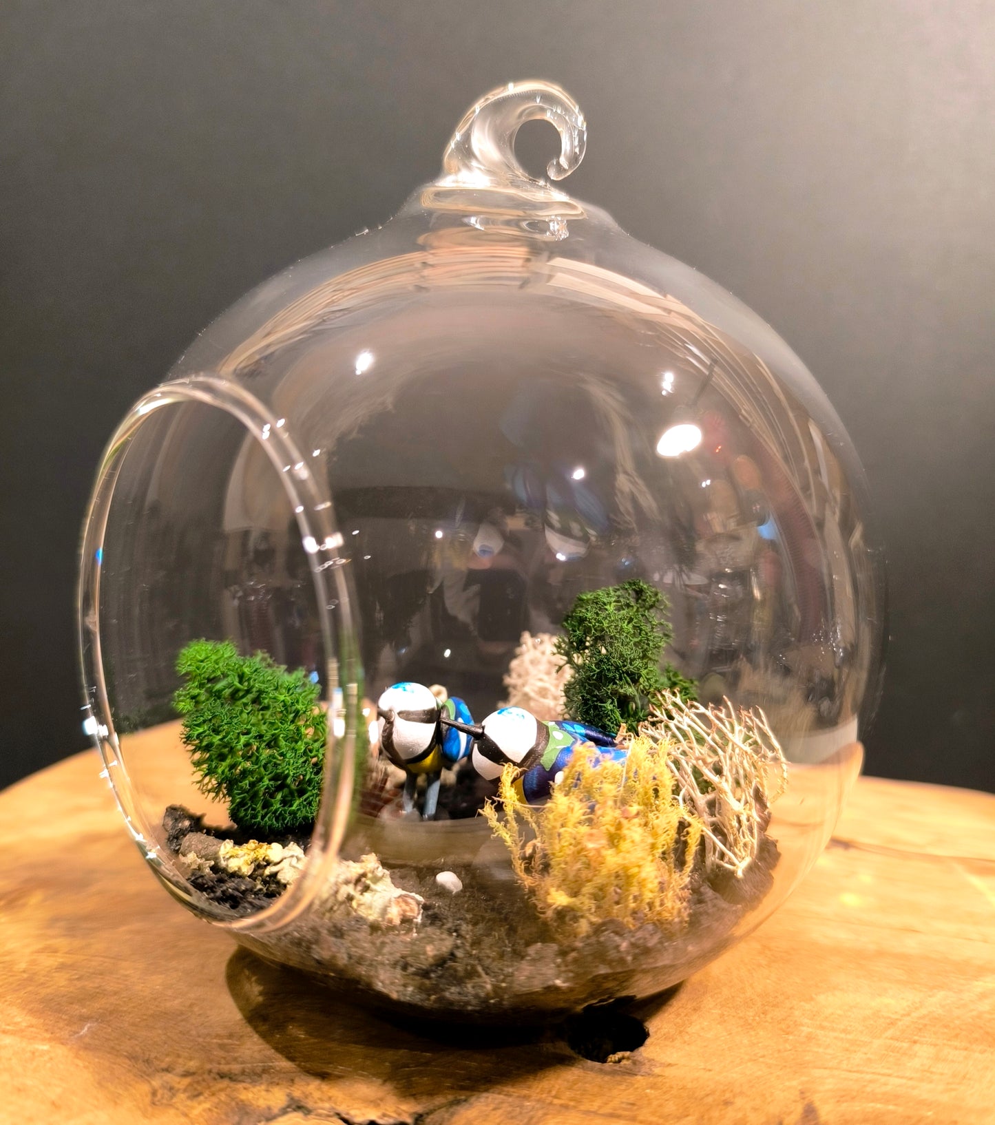 Couple Mésanges bleues- Suspensions "Grande Bulle de Rêve"