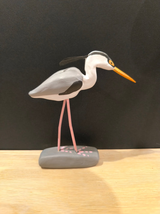 Figurine sculptée Héron cendré