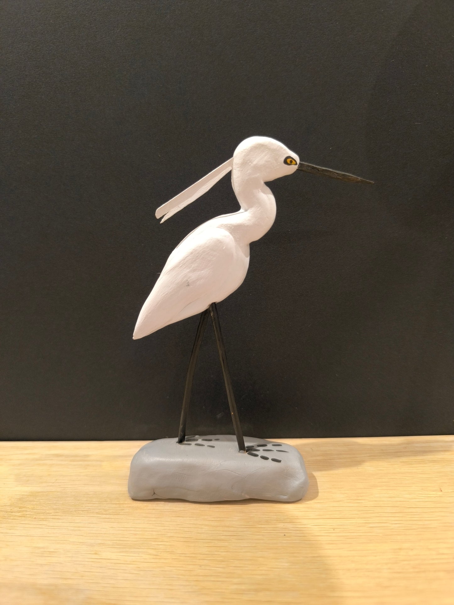 figurine sculptée  à la main Aigrette Garzette